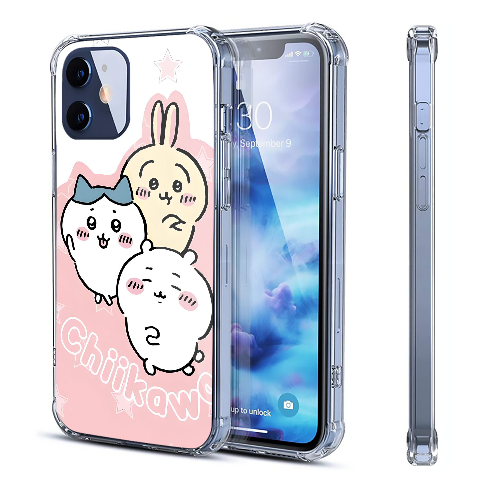 （画像用） ちいかわ Chii-kawa 【iPhone 12シリーズ対応】透明スマホケース（クリアソフトケース）